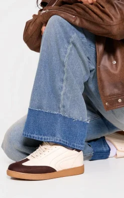 PrettyLittleThing Sneakers*Brown and Cream Pu Contrast Panel Lace Up Sneakers