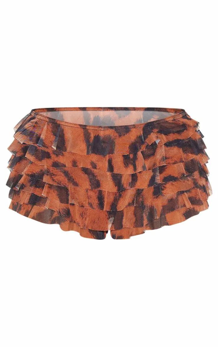 Animal Printed Mesh Frilly Low Rise Bloomer Shorts-PrettyLittleThing Sale