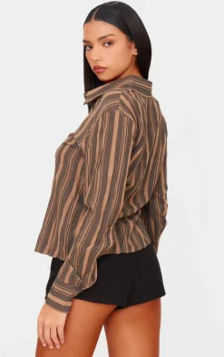 PrettyLittleThing Shirts*Asymmetric Striped Shirt