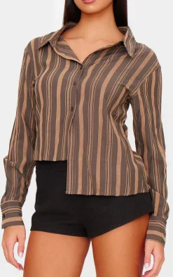 PrettyLittleThing Shirts*Asymmetric Striped Shirt