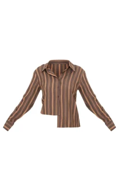 PrettyLittleThing Shirts*Asymmetric Striped Shirt