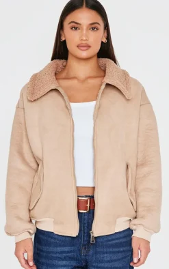 PrettyLittleThing Bomber Jackets*Borg Faux Suede Bomber Jacket