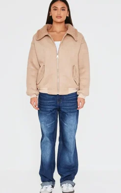 PrettyLittleThing Bomber Jackets*Borg Faux Suede Bomber Jacket