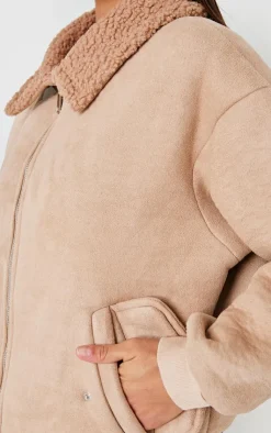 PrettyLittleThing Bomber Jackets*Borg Faux Suede Bomber Jacket