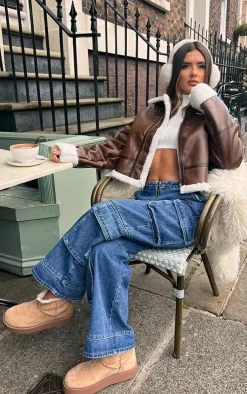 PrettyLittleThing Aviator Jackets*Borg Lined Faux Leather Aviator Jacket