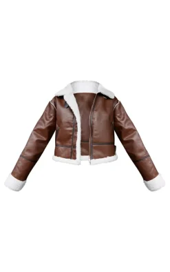 PrettyLittleThing Aviator Jackets*Borg Lined Faux Leather Aviator Jacket