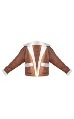 PrettyLittleThing Winter Coats & Jackets*Borg Lined Faux Suede Coat
