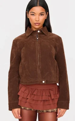 PrettyLittleThing Winter Coats & Jackets*Brushed Faux Suede Seam Detail Jacket