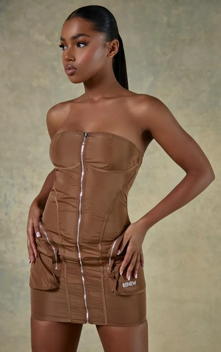 Cargo Bandeau Bodycon Dress-PrettyLittleThing Clearance
