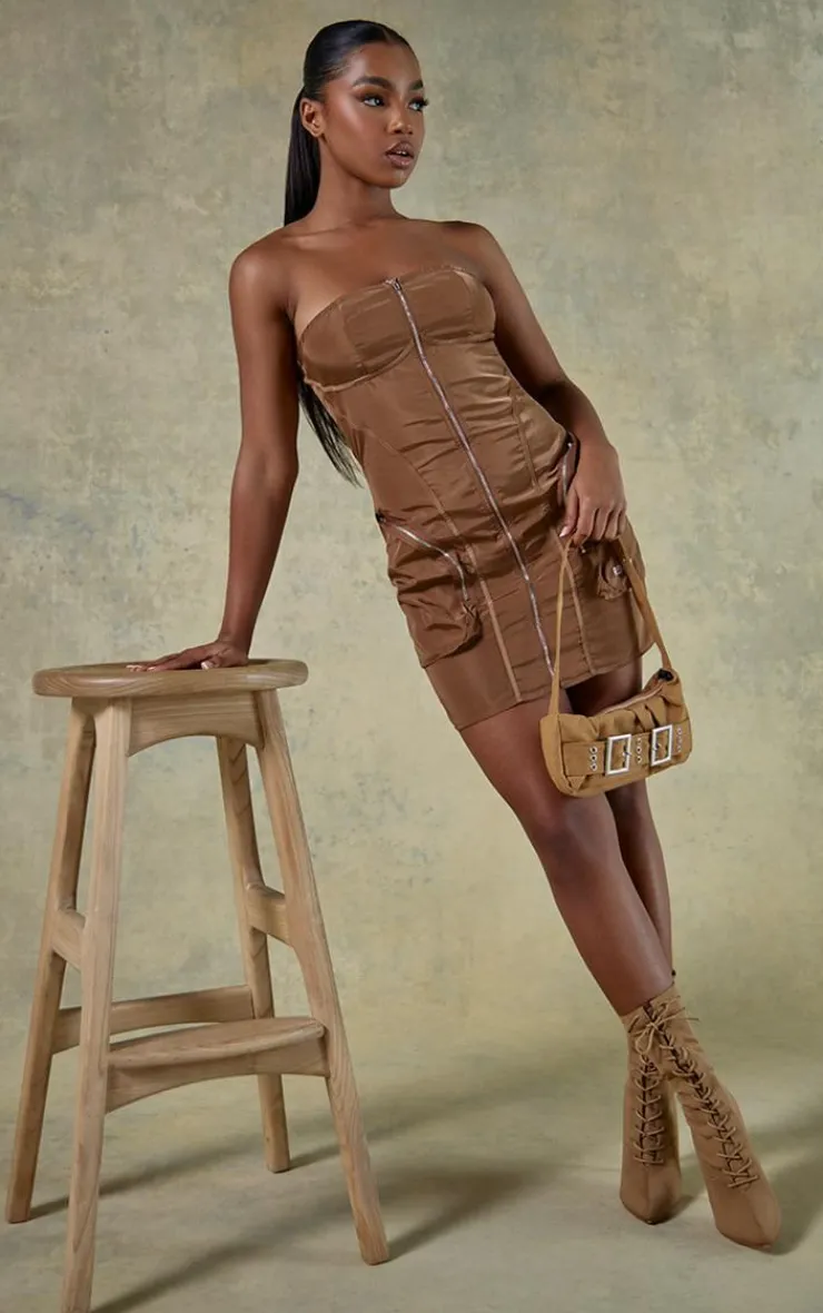 Cargo Bandeau Bodycon Dress-PrettyLittleThing Clearance