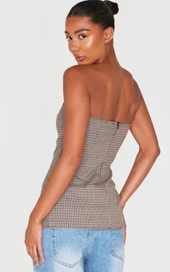 PrettyLittleThing Sleeveless Tops*Check Longline Bandeau