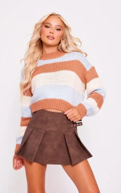 PrettyLittleThing Sweaters*Chunky Striped Knit Cropped Sweater