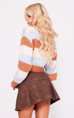 PrettyLittleThing Sweaters*Chunky Striped Knit Cropped Sweater