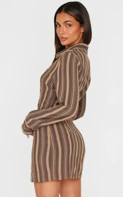 Contrast Stripe Long Sleeve Shirt Dress-PrettyLittleThing Outlet