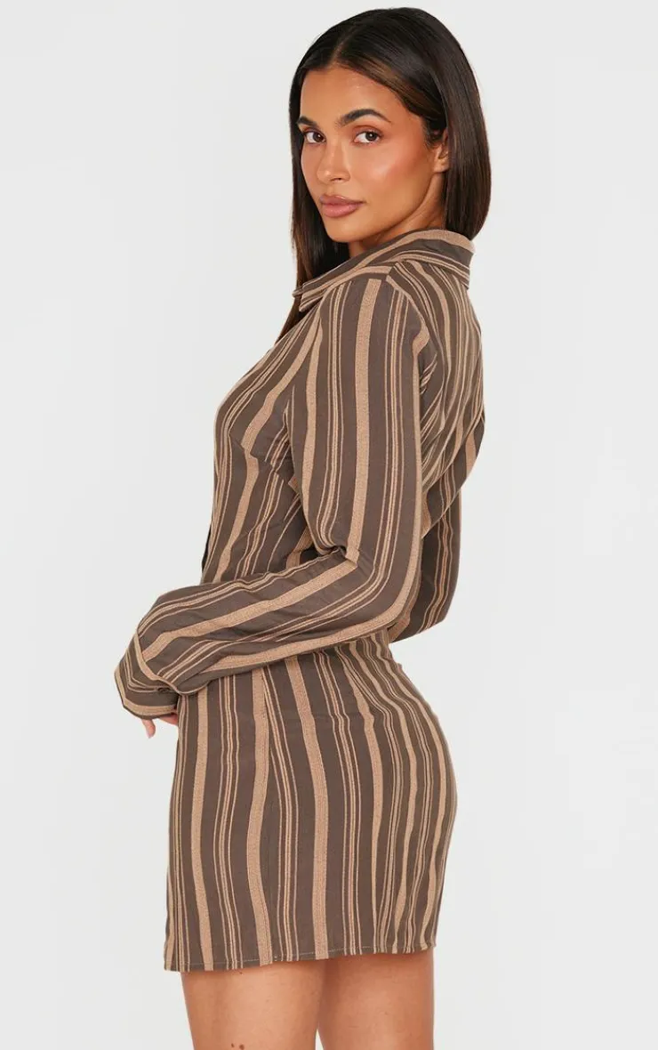 Contrast Stripe Long Sleeve Shirt Dress-PrettyLittleThing Outlet