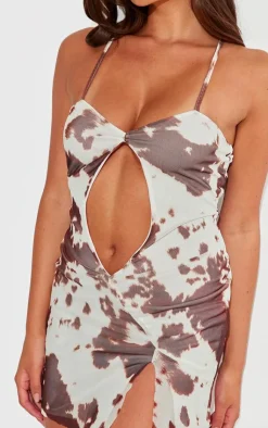 Cow Print Cut Out Mini Dress-PrettyLittleThing Hot