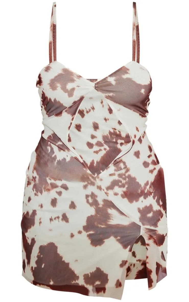 Cow Print Cut Out Mini Dress-PrettyLittleThing Hot