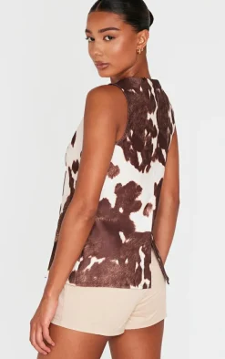 Cow Print Longline Bengaline Vest-PrettyLittleThing Hot
