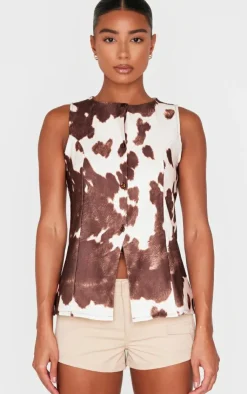 Cow Print Longline Bengaline Vest-PrettyLittleThing Hot