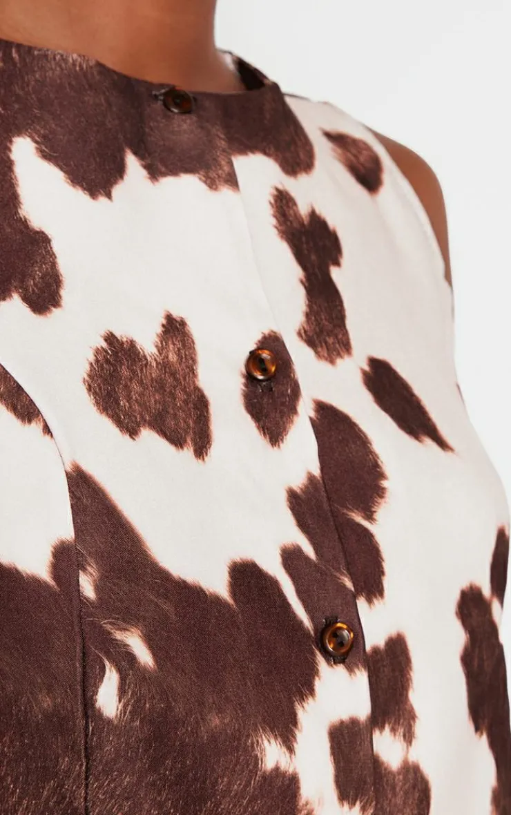 Cow Print Longline Bengaline Vest-PrettyLittleThing Hot