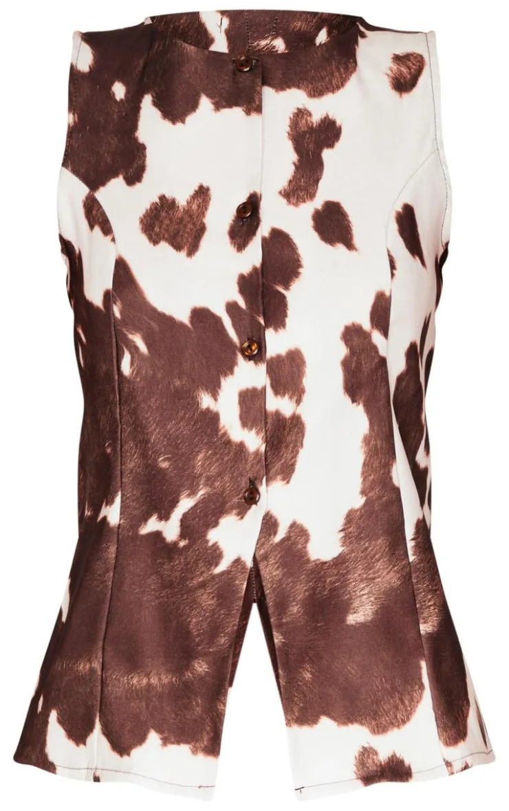 Cow Print Longline Bengaline Vest-PrettyLittleThing Hot