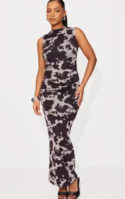 Cow Print Mesh Maxi Dress-PrettyLittleThing Best