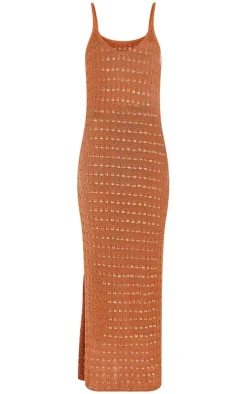 Crochet Knitted Side Split Maxi Dress-PrettyLittleThing Clearance