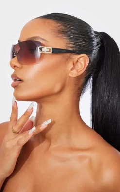 PrettyLittleThing Visor Sunglasses*Cut Out Detail Curved Visor Sunglasses