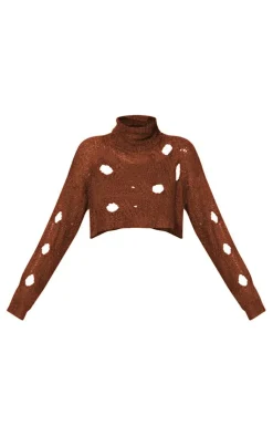 PrettyLittleThing Knitted Tops*Cut Out High Neck Knitted Crop Top