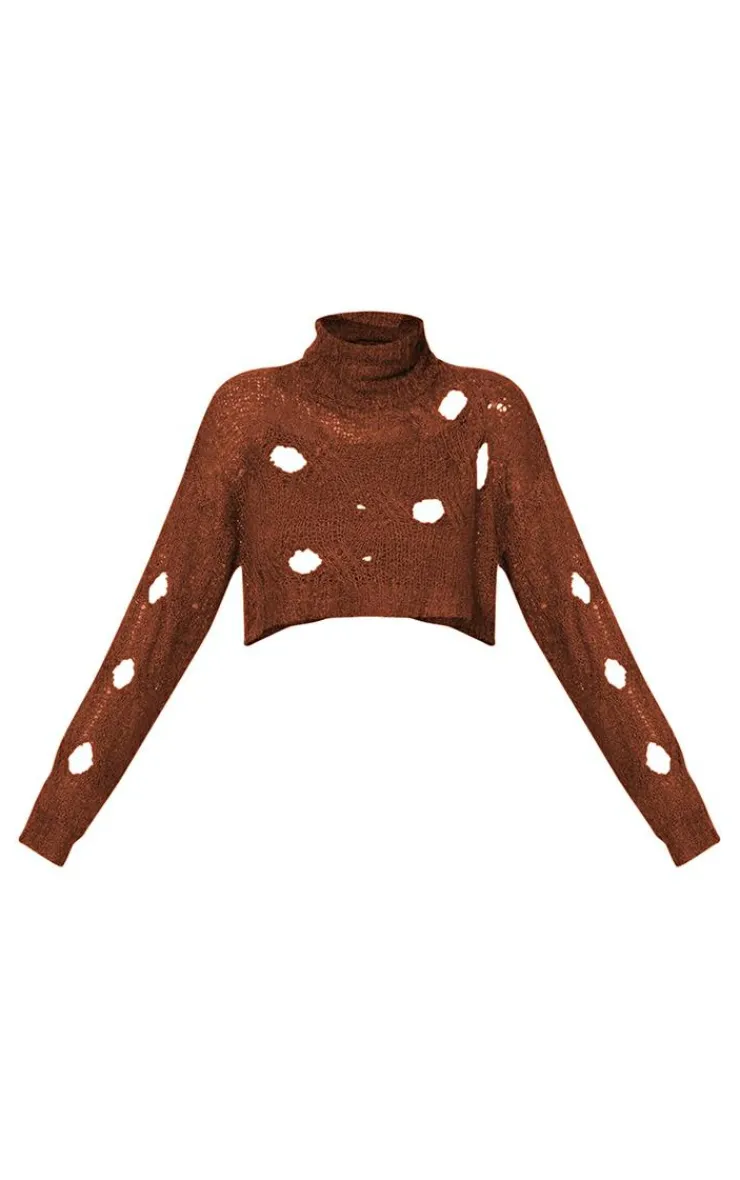 PrettyLittleThing Knitted Tops*Cut Out High Neck Knitted Crop Top