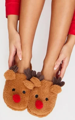PrettyLittleThing Christmas Gifts*3D Reindeer Mule Slippers