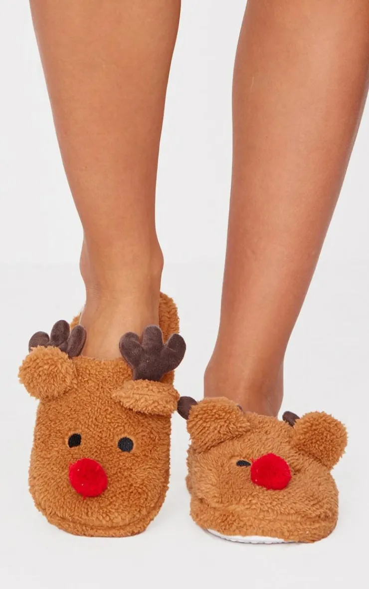 PrettyLittleThing Christmas Gifts*3D Reindeer Mule Slippers