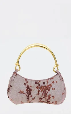 PrettyLittleThing Party Bags*Devore Soft Touch Baguette Metal Trim Handbag