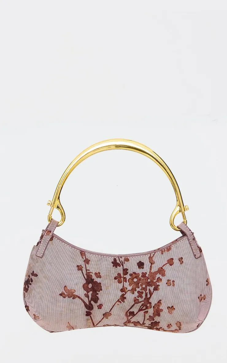 PrettyLittleThing Party Bags*Devore Soft Touch Baguette Metal Trim Handbag