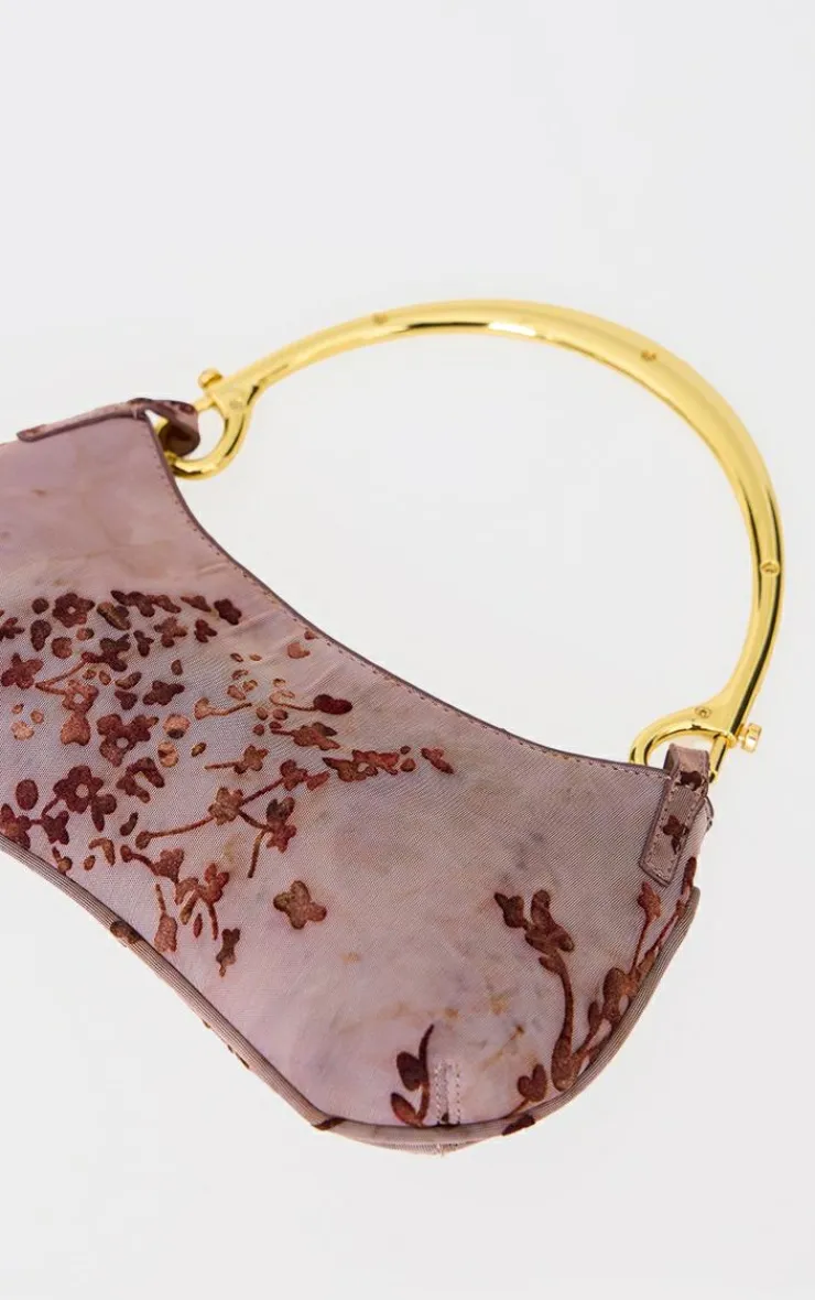 PrettyLittleThing Party Bags*Devore Soft Touch Baguette Metal Trim Handbag