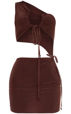 Double Layer Slinky One Shoulder Cut Out Mini Dress-PrettyLittleThing New