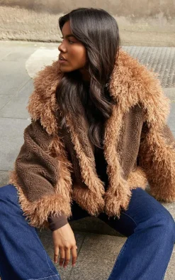 PrettyLittleThing Aviator Jackets*Faux Fur Contrast Teddy Aviator Jacket
