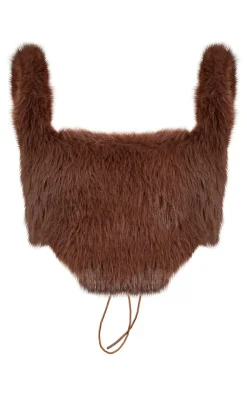 Outlet PrettyLittleThing Faux Fur Corset Crop Top Brown