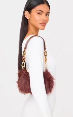 PrettyLittleThing Shoulder Bags*Faux Fur Link Handle Shoulder Bag