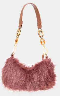PrettyLittleThing Shoulder Bags*Faux Fur Link Handle Shoulder Bag