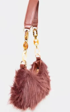 PrettyLittleThing Shoulder Bags*Faux Fur Link Handle Shoulder Bag