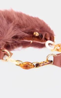 PrettyLittleThing Shoulder Bags*Faux Fur Link Handle Shoulder Bag