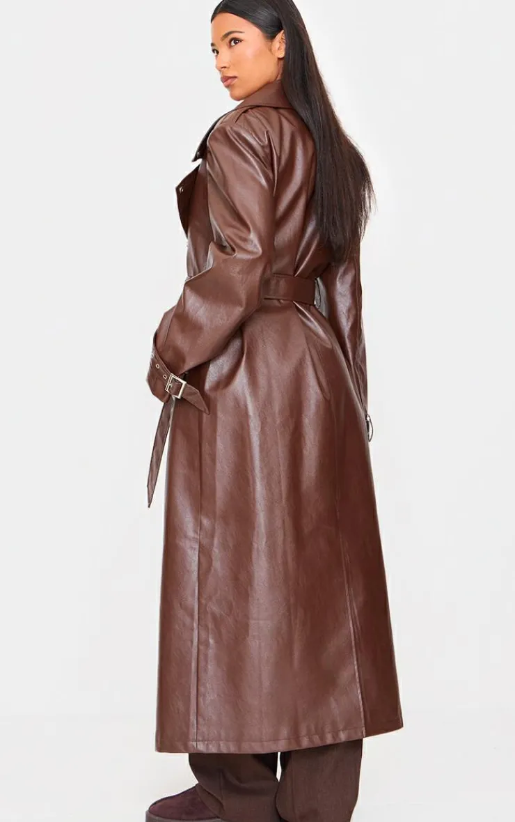 PrettyLittleThing Trench Coats*Faux Leather Belted Trench Coat