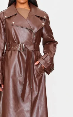 PrettyLittleThing Trench Coats*Faux Leather Belted Trench Coat