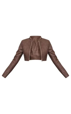 PrettyLittleThing Faux Leather Jackets*Faux Leather Panel Details Biker Jacket