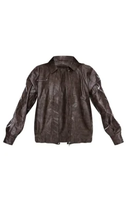 PrettyLittleThing Bomber Jackets*Faux Leather Vintage Look Bomber Jacket