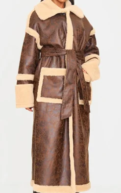 PrettyLittleThing Faux Leather Jackets*Faux Leather Vintage Look Borg Coat