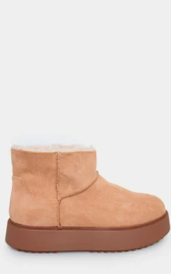 PrettyLittleThing Ankle Boots*Faux Suede Round Toe Thick Flat Sole Ankle Boots