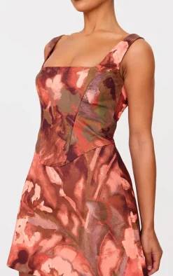 Floral Corset A Line Shift Dress-PrettyLittleThing Hot