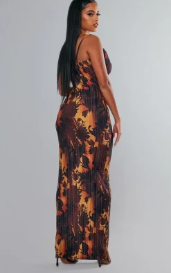 Floral Ombre Plisse Strappy Maxi Dress-PrettyLittleThing Discount